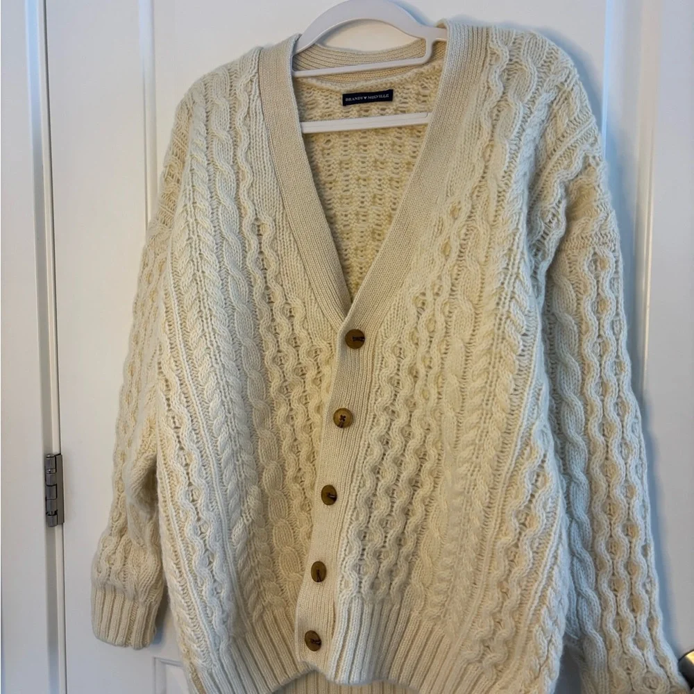 Brandy Melville Eva Heavy Wool Cable Knit Cardigan - Picture 3 of 8
